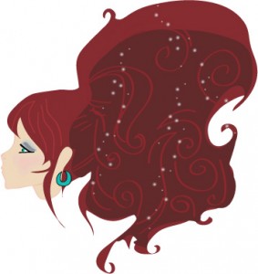 Uniquely Elegant Salon Logo - Girl with Big Red Hair